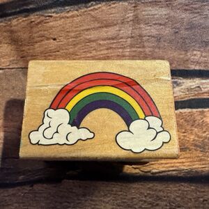 Rainbow Wood Mounted Rubber Stamp Mounted Crafting Scrapbooking Greeting Cards